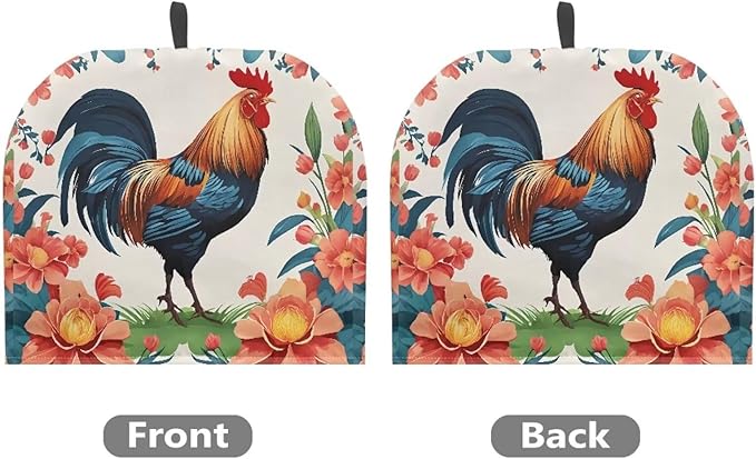 Rustic Farmhouse Teapot Dust Cover Tea Cozy for Teapot,Foldable Kitchen Kettle Dust Cover Tea Pot Decorative Cover for Kitchen,Tea Cosy with Vibrant Rooster (White)