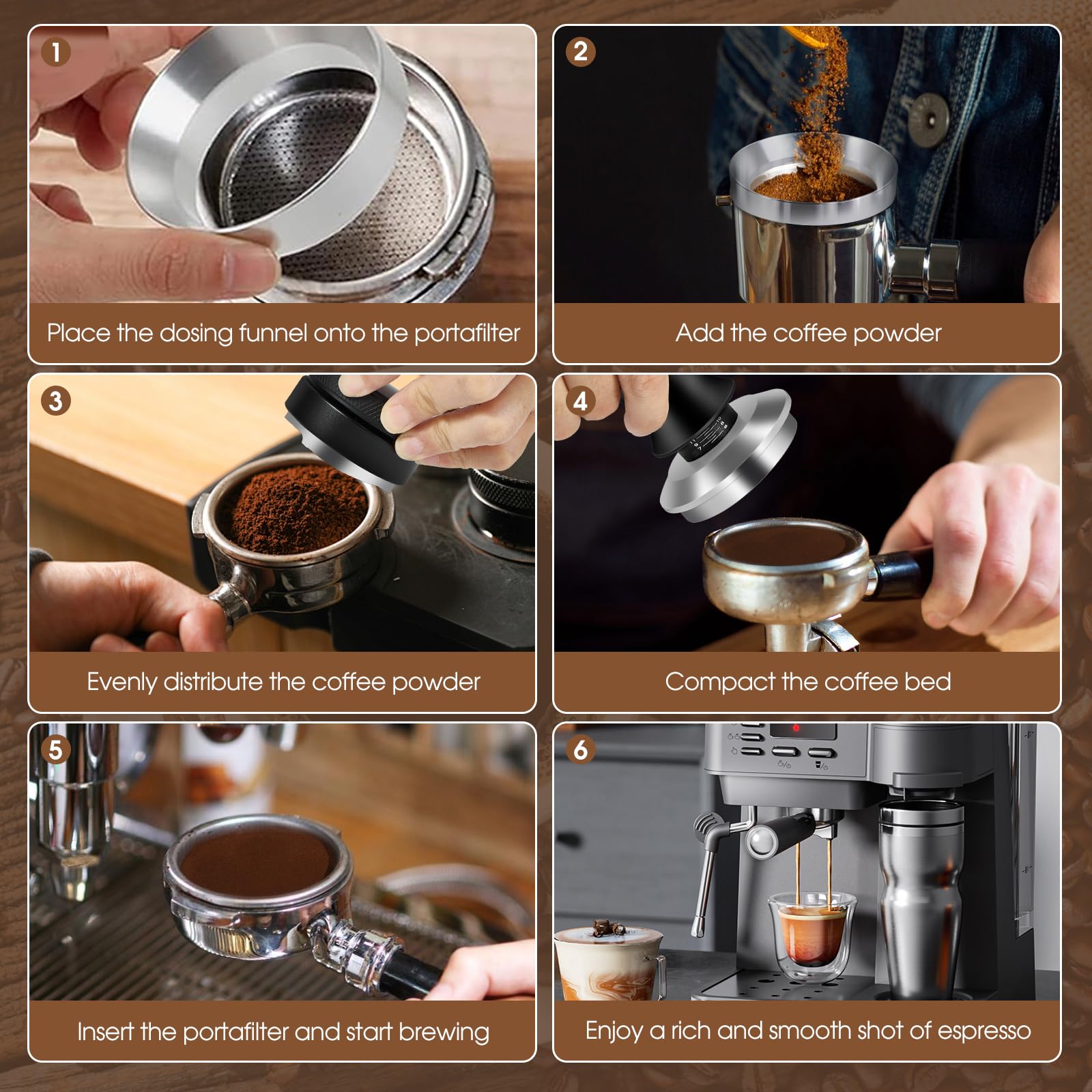Reoszeank 51mm Espresso Accessories Kit, Distributor, Tamper, Dosing Funnel