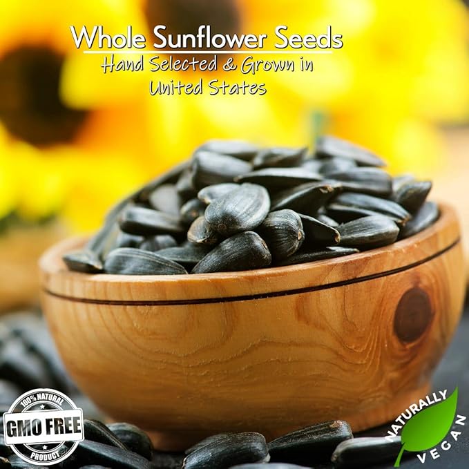 Jumbo Unsalted Sunflower Seeds In Shell by Gerbs – 2 LBS - Top 14 Food Allergen Free & NON GMO - Premium Dry Roasted Whole Sunflower Seed