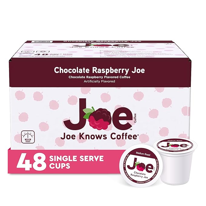Joe Knows Coffee Single Serve Cups Pods and Capsules, Chocolate Raspberry, 48 Count
