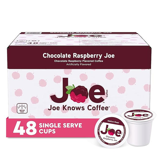 Joe Knows Coffee Single Serve Cups Pods and Capsules, Chocolate Raspberry, 48 Count