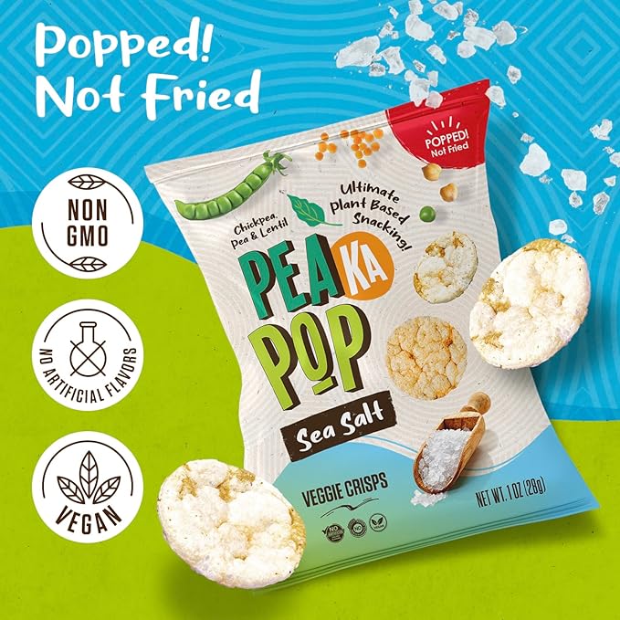 PeaKaPop Veggie Chips ??Plant-Based, Healthy Veggie Crisps with Pea, Lentil & Chickpea Protein ??Vegan, Gluten-Free, Popped Chips ??Snack Size for Kids & Adults ??1 oz Bags (15-Pack) ??Variety Pack 2