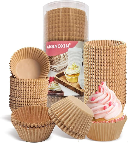 500pcs Standard Natural cupcake liners for baking,food grade cupcake wrappers,non-stick, greaseproof parchment muffin liners,by Bake Choice (500PCS Brown)