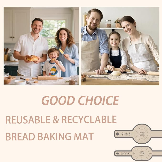 Silicone Bread Sling, Easy Clean Reusable Baking Mat With Extra Long Handles for Dutch Oven, Transfer Bread Dough Easily, 2-Piece Set Grey