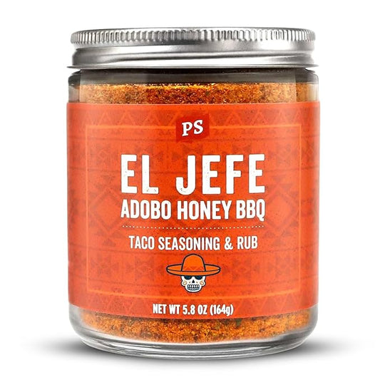 PS Seasoning El Jefe - Adobo Honey Spice Blend & Adobo All-Purpose Seasoning Dry Rub for Tacos, Fajitas, Chicken, Pork, Beef - Mexican Street Taco Seasoning Mix for Grilling, Smoking, Baking, Roasting