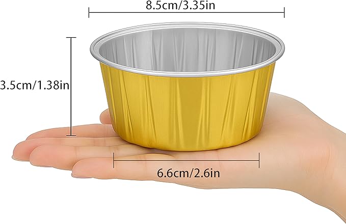 50 Pack Aluminum Foil Baking Cups ??3.35 Inch Disposable Cupcake Liners, Muffin and Dessert Cups, Oven Safe and Leak-Proof