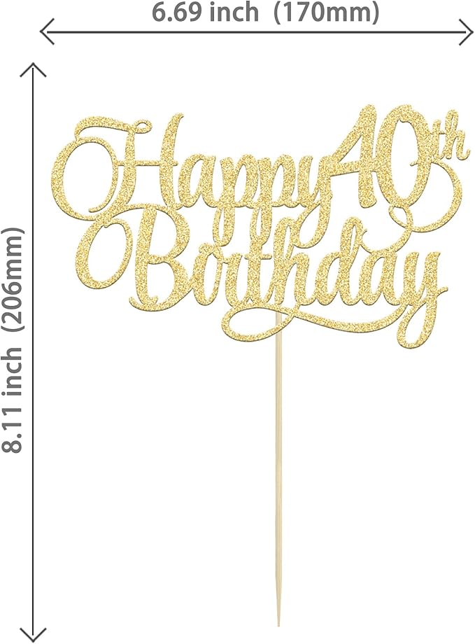 1 Pack Happy 40th Birthday Cake Topper Gold Glitter Number 40 Forty Years Old Birthday Cake Pick Decoration For 40th Birthday Celebrating Anniversary Party Supplies