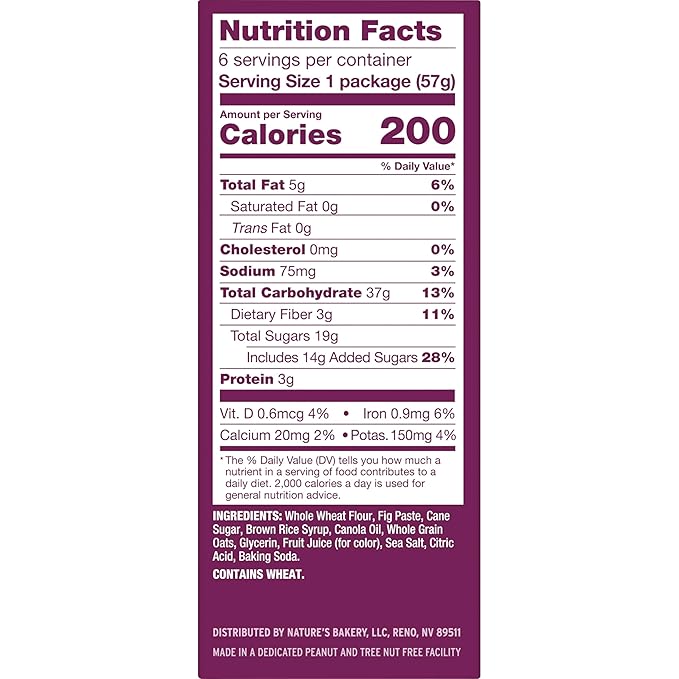 Nature?™s Bakery Whole Wheat Fig Bars, Original Fig, Real Fruit, Vegan, Non-GMO, Snack bar, 6 boxes with 6 twin packs (36 twin packs)