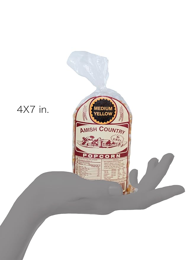 Amish Country Popcorn | 1 lb Bag | Medium Yellow Popcorn Kernels | Old Fashioned, Non-GMO and Gluten Free (Medium Yellow - 1 lb Bag)