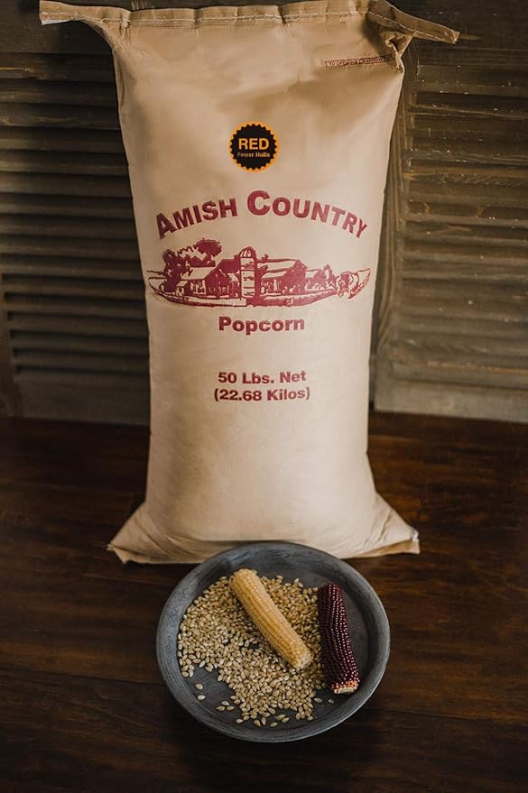 Amish Country Popcorn | 50 lbs Bag Red Kernels | Old Fashioned, Non-GMO and Gluten Free (50lbs Bag)