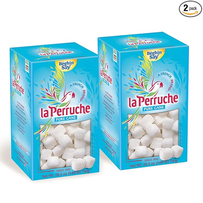 La Perruche Pure Cane White Sugar Cubes (750g/1.65lb box) | Ideal Sugar Cubes for Teas | Pack of 2