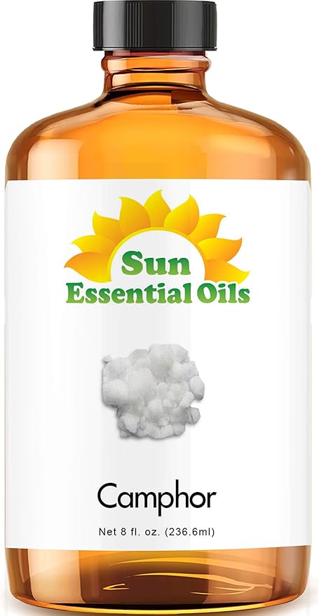 Sun Essential Oils ??8 oz Camphor Essential Oil with Dropper for Diffuser, Skin, Aromatherapy Massage, Humidifier, Crisp Scent for Candle, Lotion & Soap Making, Room Fragrance