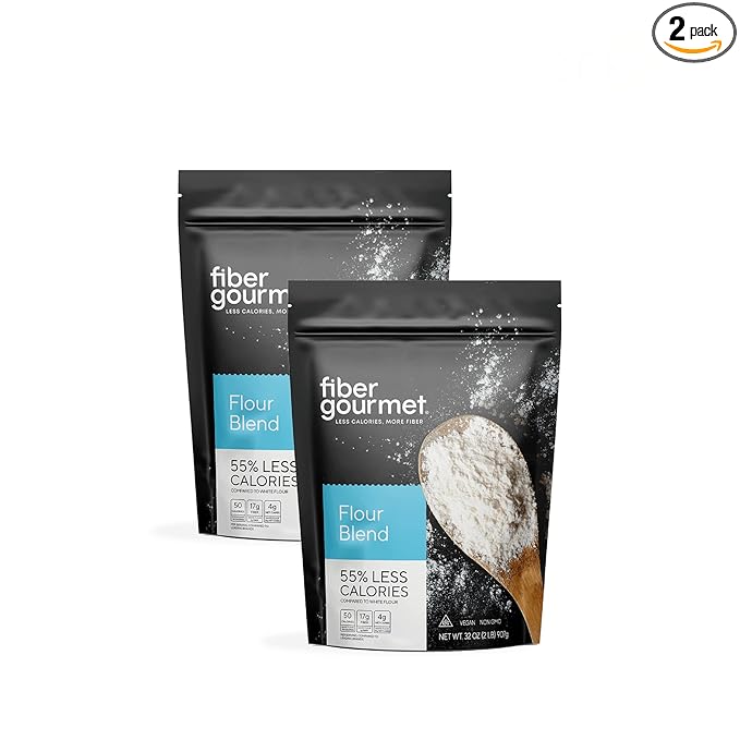 Fiber Gourmet Low Net Carb Flour Blend, Non GMO, Vegan All Purpose, 81% less net carbs and 55% Less Calories Compared to White Flour, 32 Ounces (907g), Pack of 2