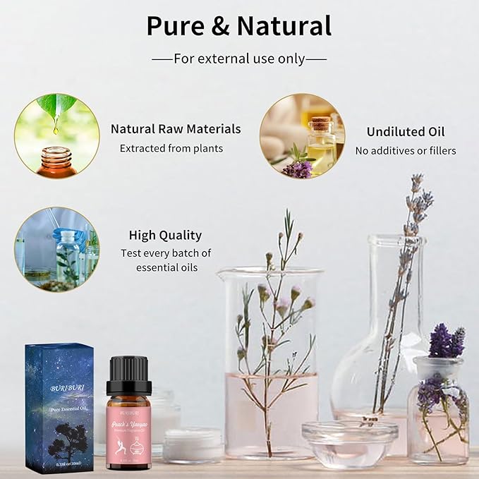 BURIBURI Peach's Yaoyao Hotel Scent Essential Oil, Lifestyle Hotel Collection Fragrance Aromatherapy Oil Blends, Air Freshener Hotel Collection Diffuser Oil