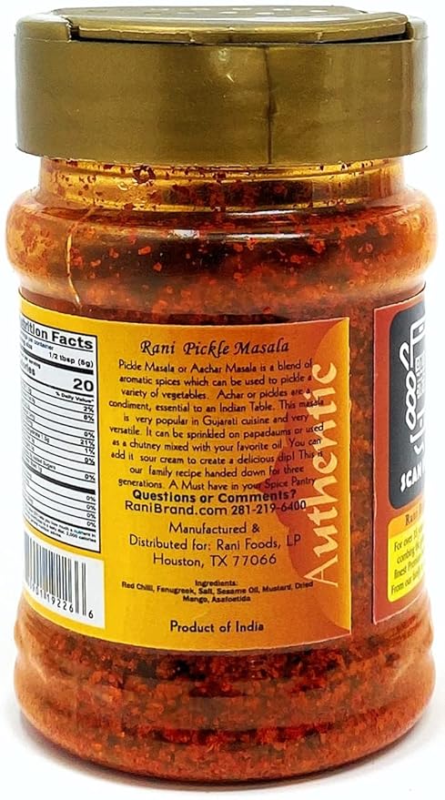 Rani Pickle (Achar) Masala Indian Spice Blend 3oz (85g) PET Jar ~ All Natural | Vegan | Gluten Friendly | NON-GMO | No colors | Indian Origin