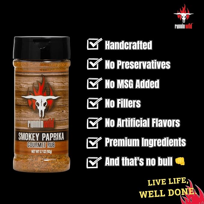 Smokey Paprika Seasoning | Smoked Paprika balanced out with brown sugar, spices, and a hint of natural smoke flavor | Runnin??Wild Foods, 5.7 ounces