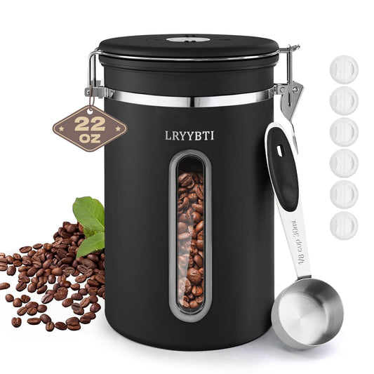 LRYYBTI Coffee Canisters with Window, Airtight Coffee Container, 22oz