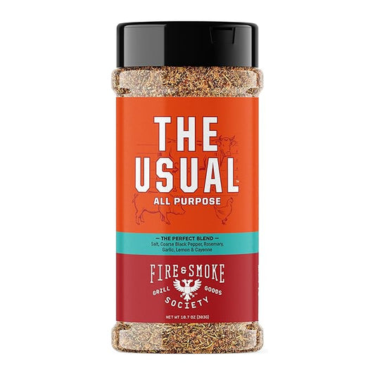 Fire & Smoke Society The Usual All Purpose BBQ Seasoning | BBQ Rubs for Smoking and Grilling | Chicken, Pork, Burgers | XL 10.7 oz