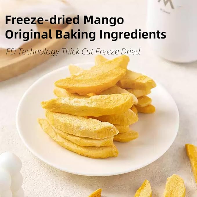Freeze Dried Mango Chunks, Dried Mango, crispy fruit mango，mango dried fruit，Unsweetened, Crispy Tropical Fruit Snacks, Delicate Jar, 6.1 oz/175g