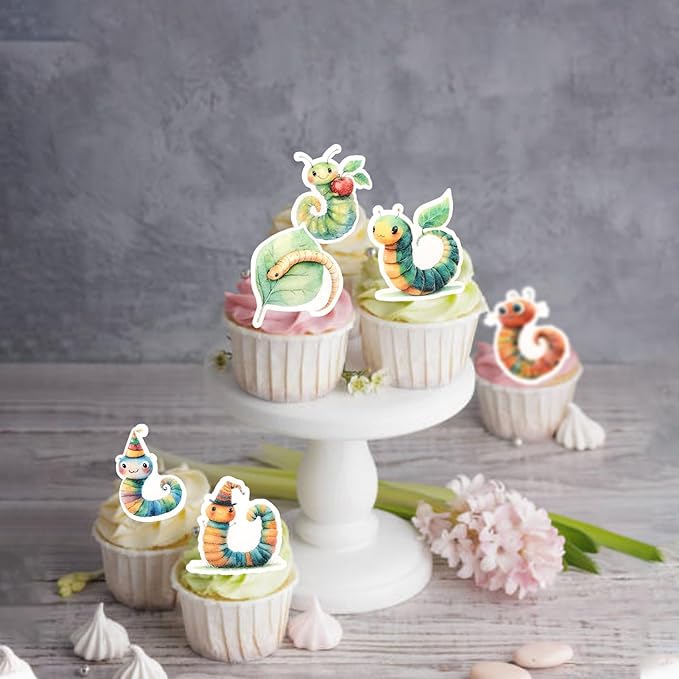 Rsstarxi 60 Pack Edible Insects Cupcake Toppers Edible Bugs Cake Decorations Insects Cupcake Picks for Baby Shower Boys Girls Birthday Summer Spring Bugs Party Decorations Supplies