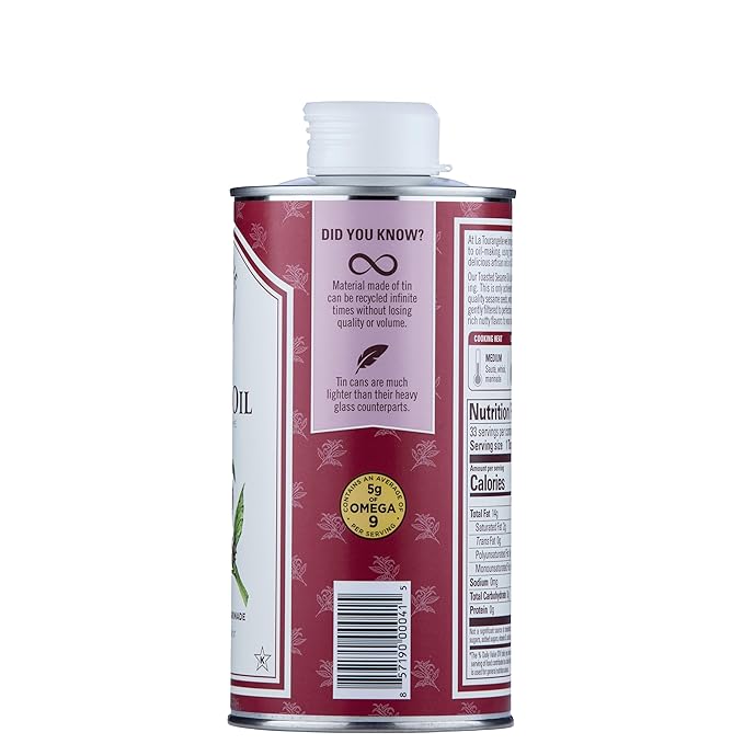 La Tourangelle, Toasted Sesame Oil, Great for Cooking, Add to Noodles, Stir-Fry, Vegetables, Vinaigrettes, and Marinades, 16.9 Fl Oz