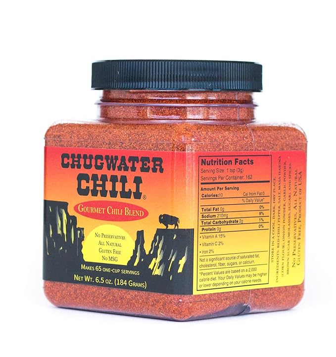 Chugwater Chili | Gourmet Chili Seasoning Mix & Taco Seasoning | 6.5oz Tub | Wyoming State Championship Chili Recipe | Secret Blend 12 Spices | All Natural, Gluten Free, No MSG & No Preservatives.
