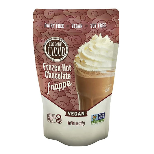 Coconut Cloud Frozen Hot Chocolate | Blended Instant Frappe Iced Cocoa | Add Nut Milk, Ice & Enjoy | Easy, Creamy, Delicious, Tasty Barista Quality. (Vegan, Dairy-Free, Plant Based, Certified Gluten-Free, Women Owned, US Made), 6 Servings