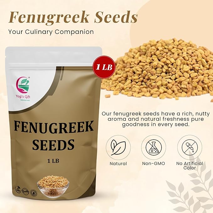 Fenugreek Seeds 1 LB, 100% Pure & Natural, Perfect for Cooking, Herbal Uses & Overall Wellness, Resealable Bag for Freshness - By Yogi?셲 Gift짰