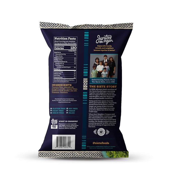 Siete Grain Free Tortilla Chips | Gluten Free Chips | Paleo & Vegan Snacks | Non GMO | Dip Chip, 5 Ounce (Pack of 3)