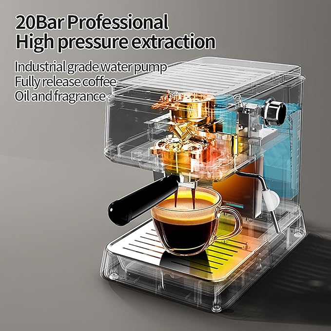 Espresso Machine 20 Bar, Upgraded 1300W Espresso Maker with Milk Frother Steam Wand, Semi-Automatic Espresso Coffee Machines for Home, for Cappuccino, Latte, 50oz Removable Water Tank (white)