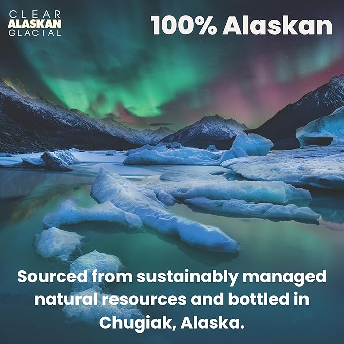 Clear Alaskan Fresh Glacier Water - Naturally Alkaline Glacial Water, rich in Minerals and Electrolytes - Convenient Sport Cap Bottle | 23.7 Fl Oz (700 ml) - Pack of 12 | Pristine and bottled at the source in BPA-free plastic bottles.
