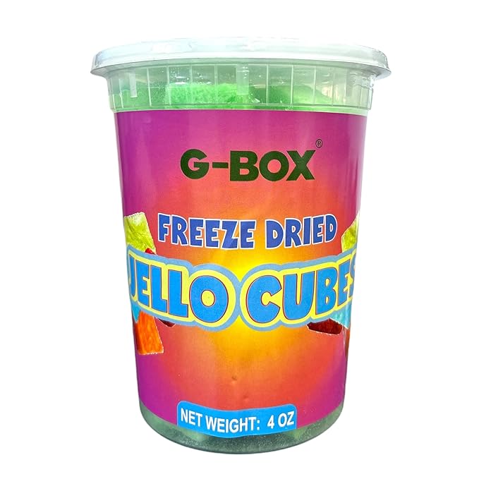 G-Box Freeze-Dried Lime Jello Cubes - 4 oz | USA-Made Freeze Dried Jelly | Freeze-Dried Candy | Trending TikTok Snack, TikTok Trend Items, Fruit Jelly Candy (Lime Jelly Snack, Large)
