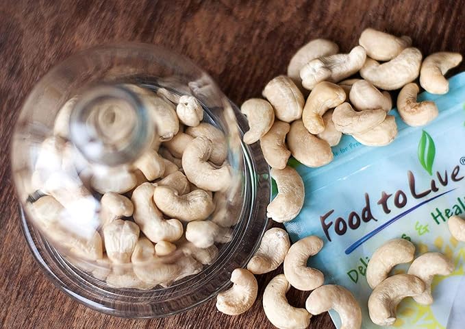 Food to Live - Raw Cashews, 8 Pounds Deluxe Whole Nuts, Unsalted, Unroasted Fancy Snack, Size W-320, Kosher, Vegan, Bulk, A good source of Magnesium, Phosphorus, Manganese & Copper