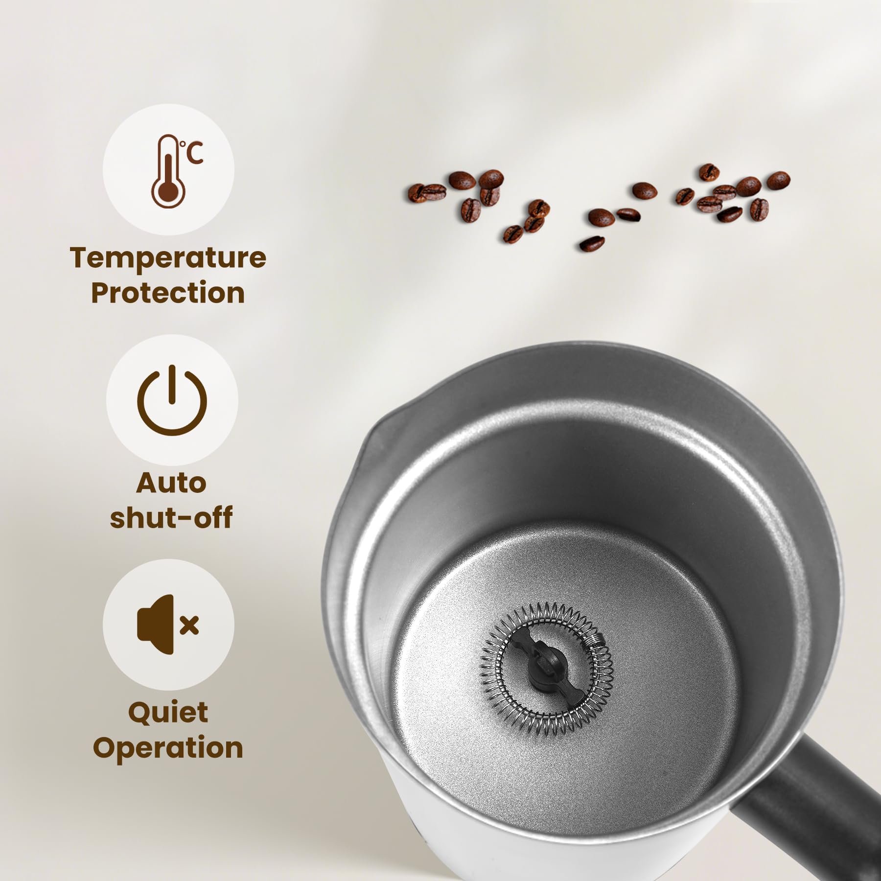Casimhu Electric Milk Frother 4-in-1 Foam Maker, Hot Cold Foam, 10.6 oz