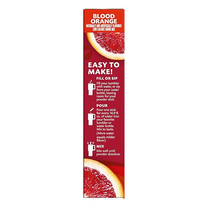 Singles to go Drink Mix Packets, Blood Orange, 6-Count Box ??Powdered Drink Packets with Vitamin C, 72 Total Powder Sticks