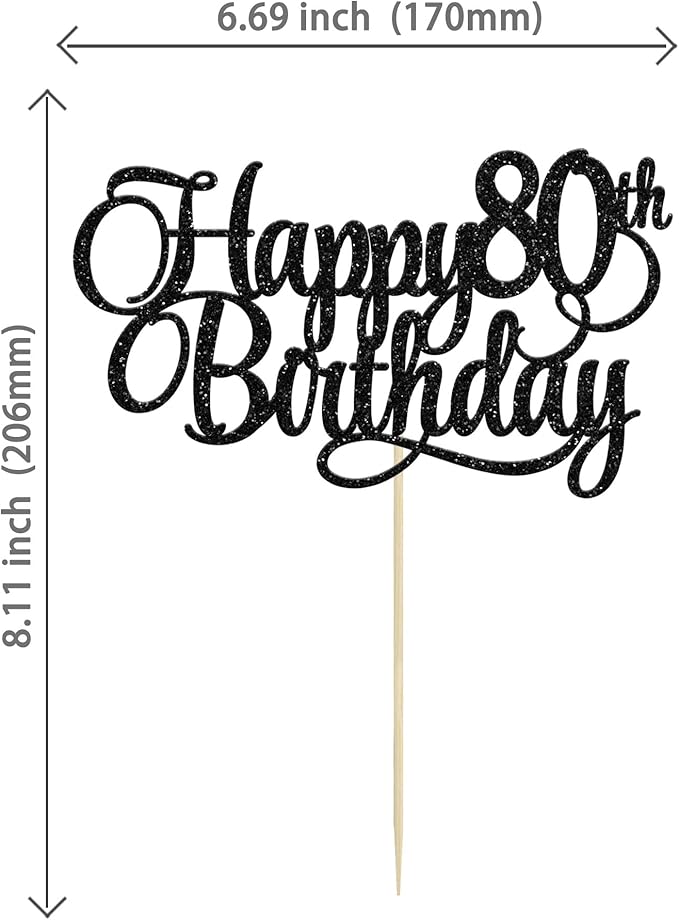 1 Pack Happy 80th Birthday Cake Topper Gold Glitter Number 80 Eighty Years Old Birthday Cake Pick Decoration For 80th Birthday Celebrating Anniversary Party Supplies