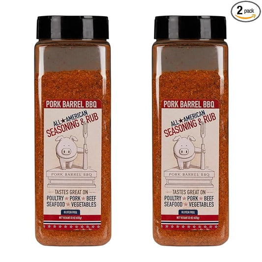 Pork Barrel BBQ All American Seasoning & Rub (2 Pack, 22 oz) – Sugar-Free, Keto, Gluten-Free, No MSG – Ideal for Smoking, Grilling & Cooking Beef, Chicken, Pork & Seafood