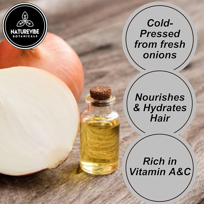 Naturevibe Botanicals Onion Oil 32 oz ??100% Pure Cold-Pressed Nourishing Hair & Skin Oil | Sulfur-Rich for Stronger Hair Growth & Scalp Health