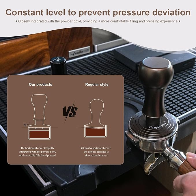45.5mm Espresso Tamper - Professional Stainless Steel Coffee Press with Ergonomic Handle, Barista-Grade Espresso Accessories