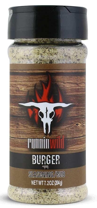 Burger Seasoning | Premium Hamburger Seasoning for Smash Burgers, Burger Patties, Turkey Burgers, Meatloaf, Steak, and Beef | Runnin??Wild Foods (7.2 Ounce)