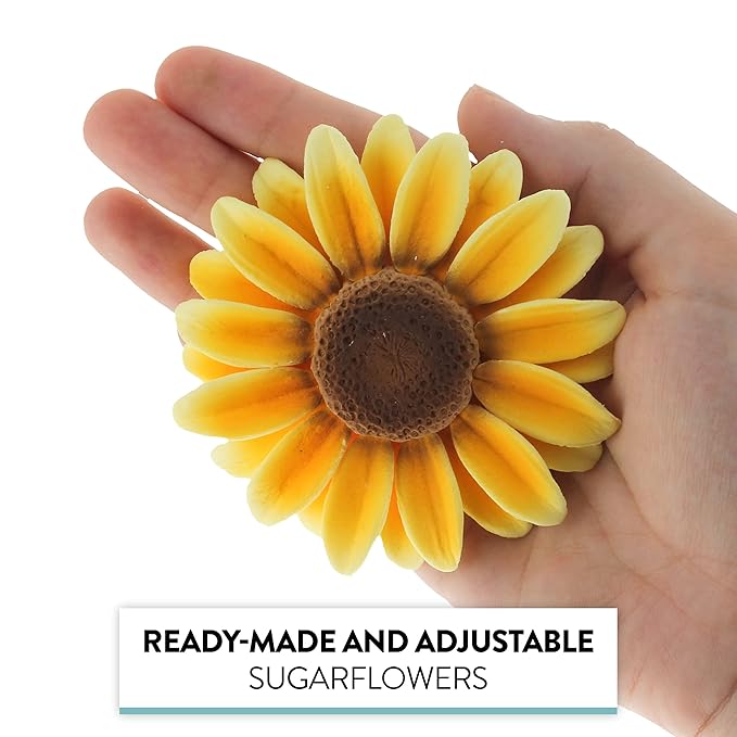 Global Sugar Art Sunflower Sugar Cake Flowers, 3 Count by Chef Alan Tetreault