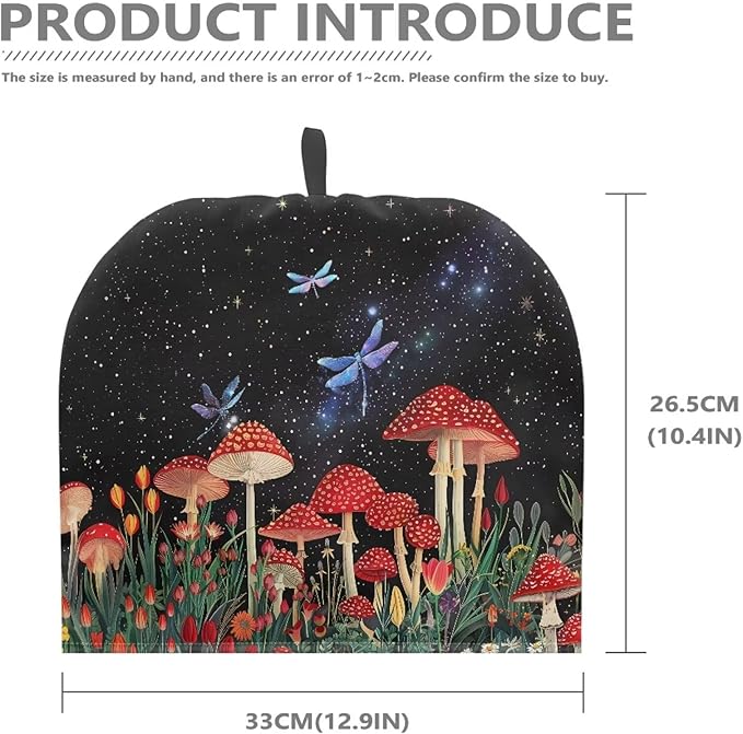 Mushroom Dragonfly Tea Cozy Cover Warmth Keep Teapot Cover Insulated for Coffee Tea Drinkers Reusable Domed Thick Tea Cozies Scratch Proof Teapot Cozy Breakfast Warmer with Cotton Filling