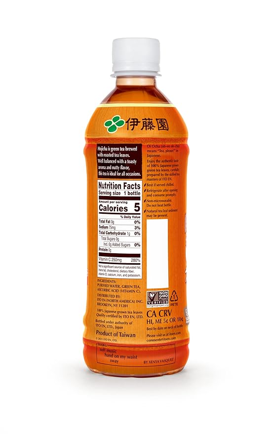 Ito En Oi Ocha Unsweetened Roasted Green Tea, 16.9 Fluid Ounce (Pack of 12), Low Calorie