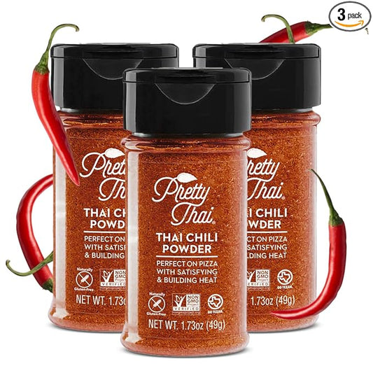 Pretty Thai Chili Powder - 1.7oz, Pack of 3 I Chili Seasoning Mix with Dried Thai Chili Flakes, Asian Cooking Spices for Authentic Thai Food, Add Heat without Overpowering the Palate, Spice Level 4.5 out of 5*