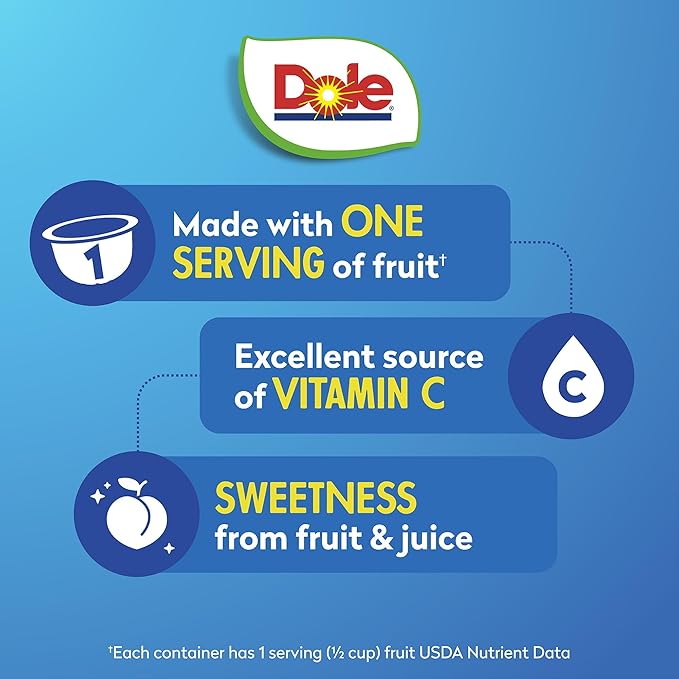 Dole Fruit Bowls Cherry Mixed Fruit in 100% Juice 4oz (12 Cups) & Dole Fruit Bowls Diced Peaches in 100% Juice, 4 Ounce (12 Cups), Back To School Healthy Snack
