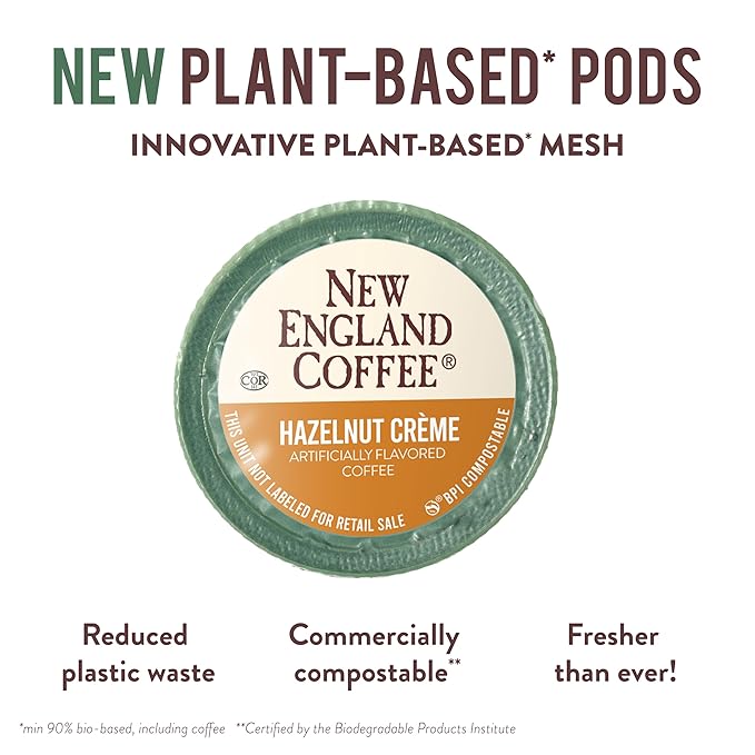 New England Coffee Hazelnut Crème Medium Roast Single Serve Pods, 12ct Box (Pack of 1)