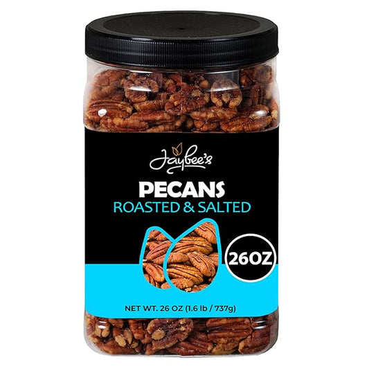 Pecans Whole Roasted Salted - 26 oz Reusable Container | Rich in Antioxidants | Low Carbs | Everyday Healthy Snack | Vegan | Keto Friendly | Certified Kosher | Great for Gift Giving, Baking, Cooking