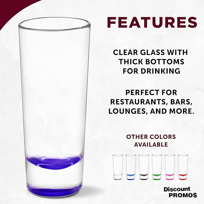 DISCOUNT PROMOS Cordial Shooter Shot Glasses 2 oz. Set of 10, Bulk Pack - Great for Birthdays, Parties, Indoor & Outdoor Events - Purple