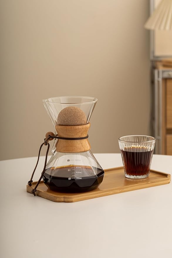 Pour Over Coffee Maker With Wood Sleeve竊?0oz/600mlPour Over Coffee Dripper,Pour Over Coffee Maker Set With Cork Stopper (20oz/600ml)