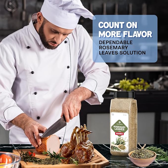 Dependable Foods Rosemary Leaves Cut & Sifted – 1.5 Lb. Jar - Kosher, Rosemary Herb Spice - Non-GMO, Gluten-Free Seasoning Perfect for Roasted Meats, Poultry, Vegetables & Savory Baked Goods